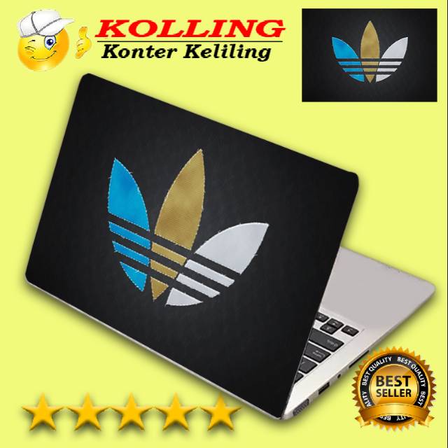 Jual Garskin Laptop adidas biru emas putih Skin Laptop Stiker Laptop