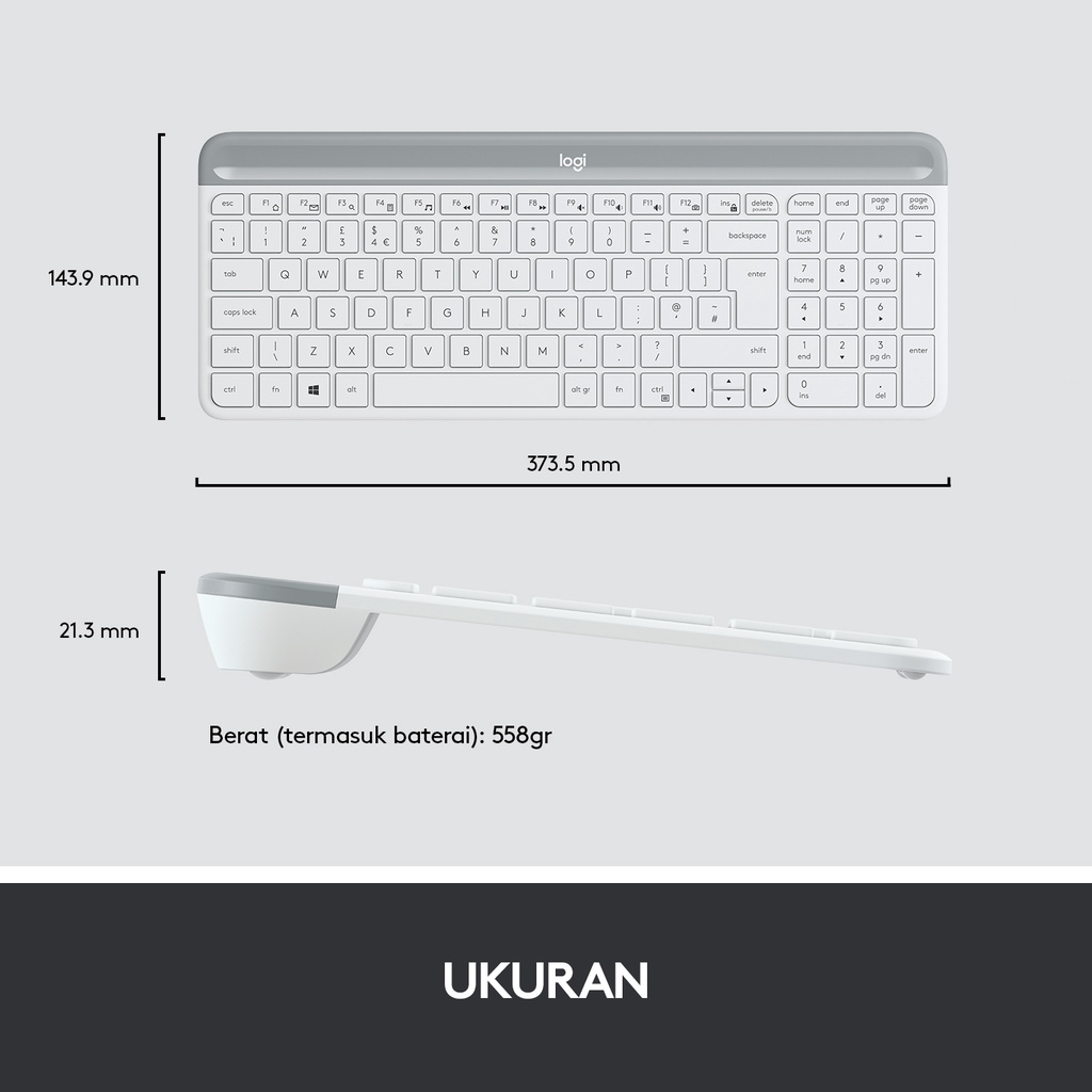 Logitech MK470 Slim Wireless Combo Keyboard & Mouse - White (8)