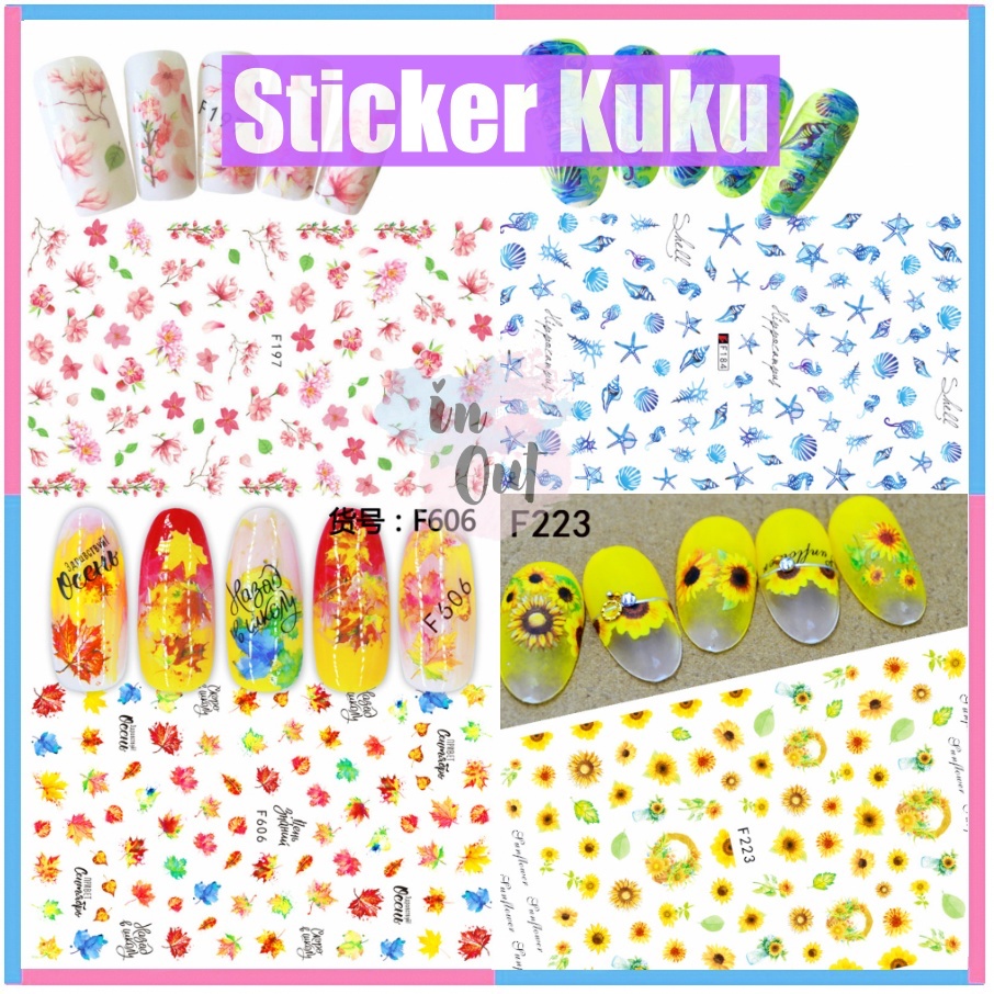 Jual Sticker Kuku Nail Art Bunga Mawar Lavender Series / Manicure