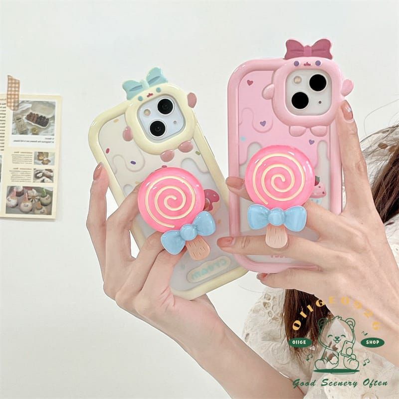 Case IPHONE 13 12 11 Pro Max Casing+Pop Socket Cute Lucu Unik Cantik