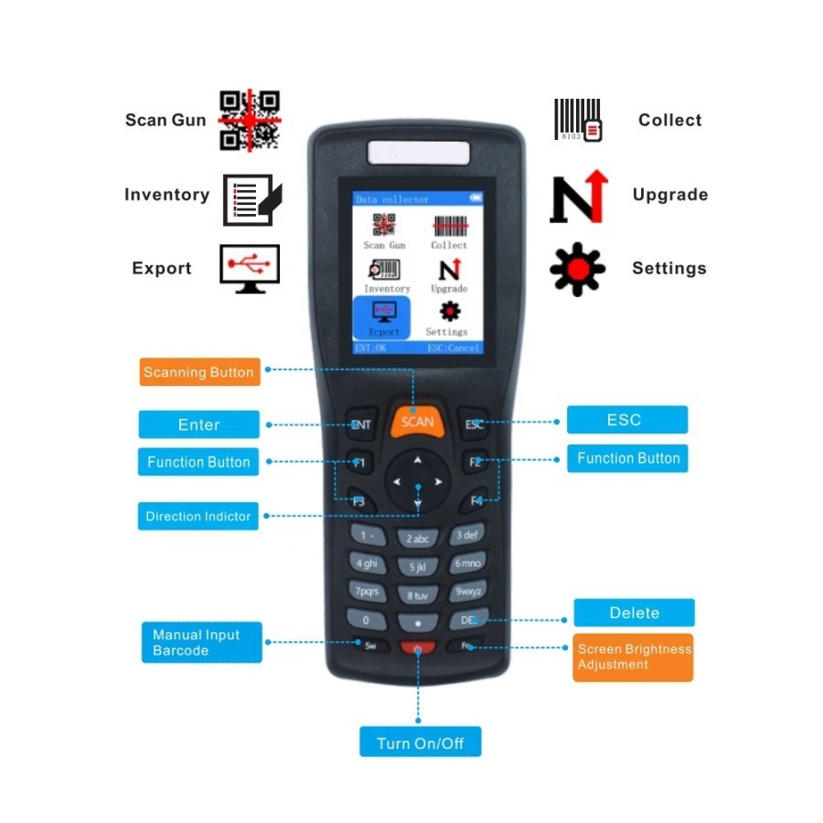 Jual IWARE Barcode Scanner DC108 PDT 1D Wireless DC-108 Inventory Data ...