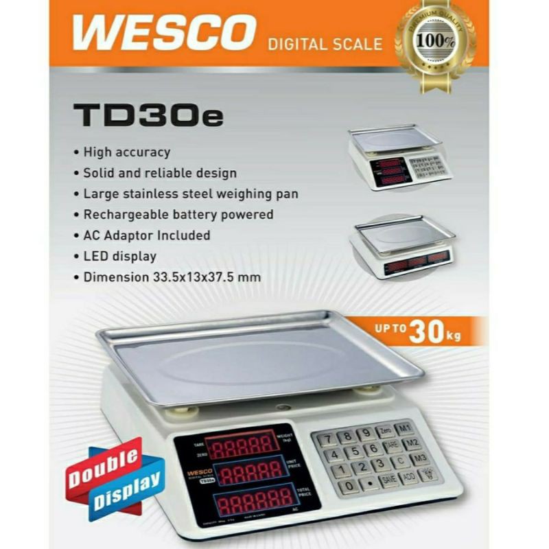 Jual WESCO TIMBANGAN DIGITAL TD30E 30KG TIMBANGAN ELEKTRIK KUE ...