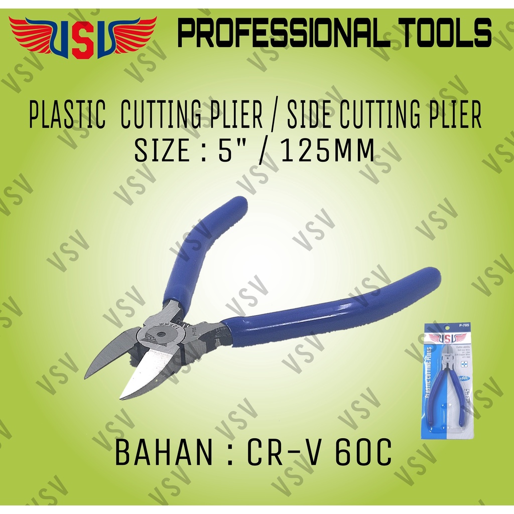 Jual VSV PLASTIC cutting plier 5" / tang potong 5" / side cutting plier ...
