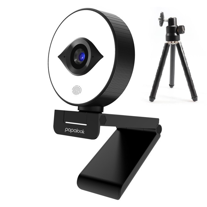Webcam 4K UHD Con Anello Luminoso E Doppi Microfoni AI – 1080P 60FPS, Autofocus PDAF, Correzione Luce E Copertura Privacy