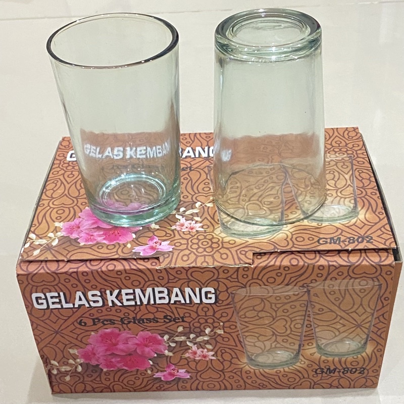 Satu Set Gelas Kembang Polos isi 6 Murah