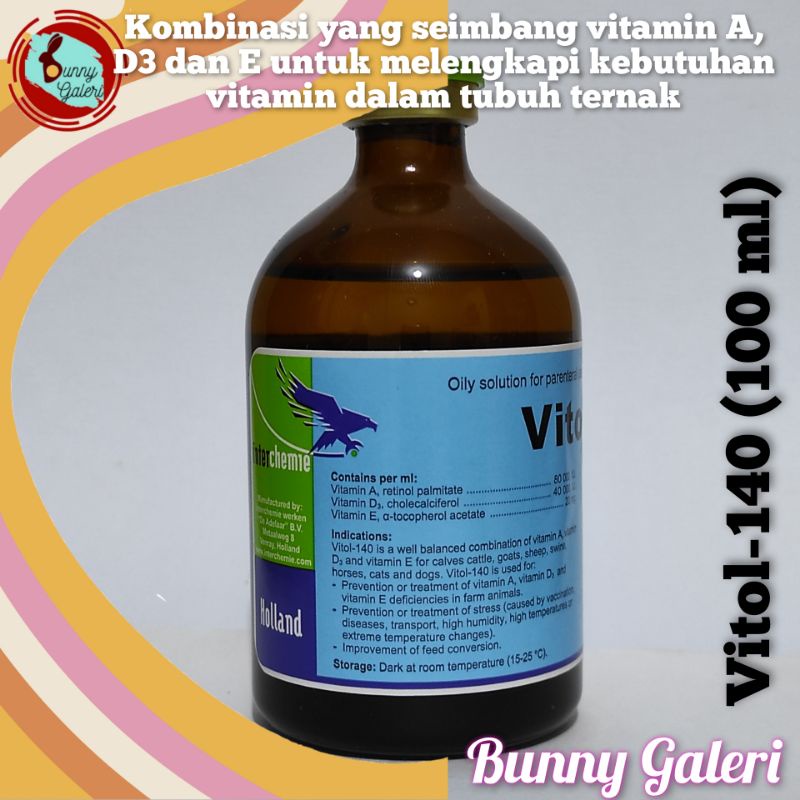 Jual VITOL-140 kemasan 100 ml, Multivitamin injeksi dengan kombinasi ...