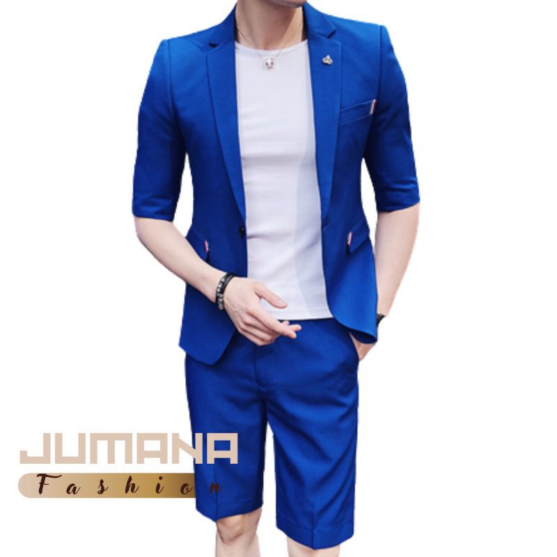 Jual Setelan Blazer Pria Setelan Blazer Lengan Pendek Setelan Blazer Celana Pendek Setelan