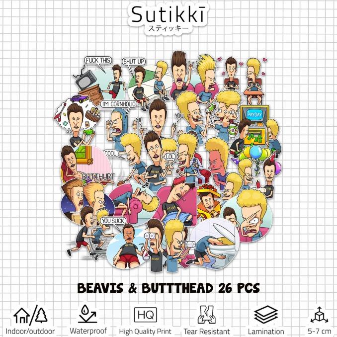 Jual Sticker Pack Beavis & Butthead Butt Head MTV Stiker Laptop Vinyl ...