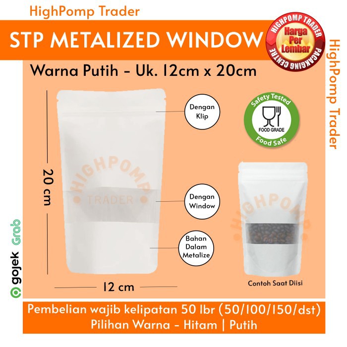 Jual Kemasan Standing Pouch Metalize Window 12x20 Zipper Shopee Indonesia 5491