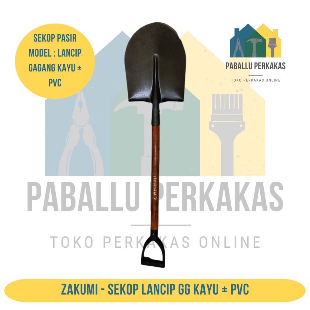 Jual Sekop pasir lancip Gangang Kayu + PVC Zakumi / Skop pasir lancip ...