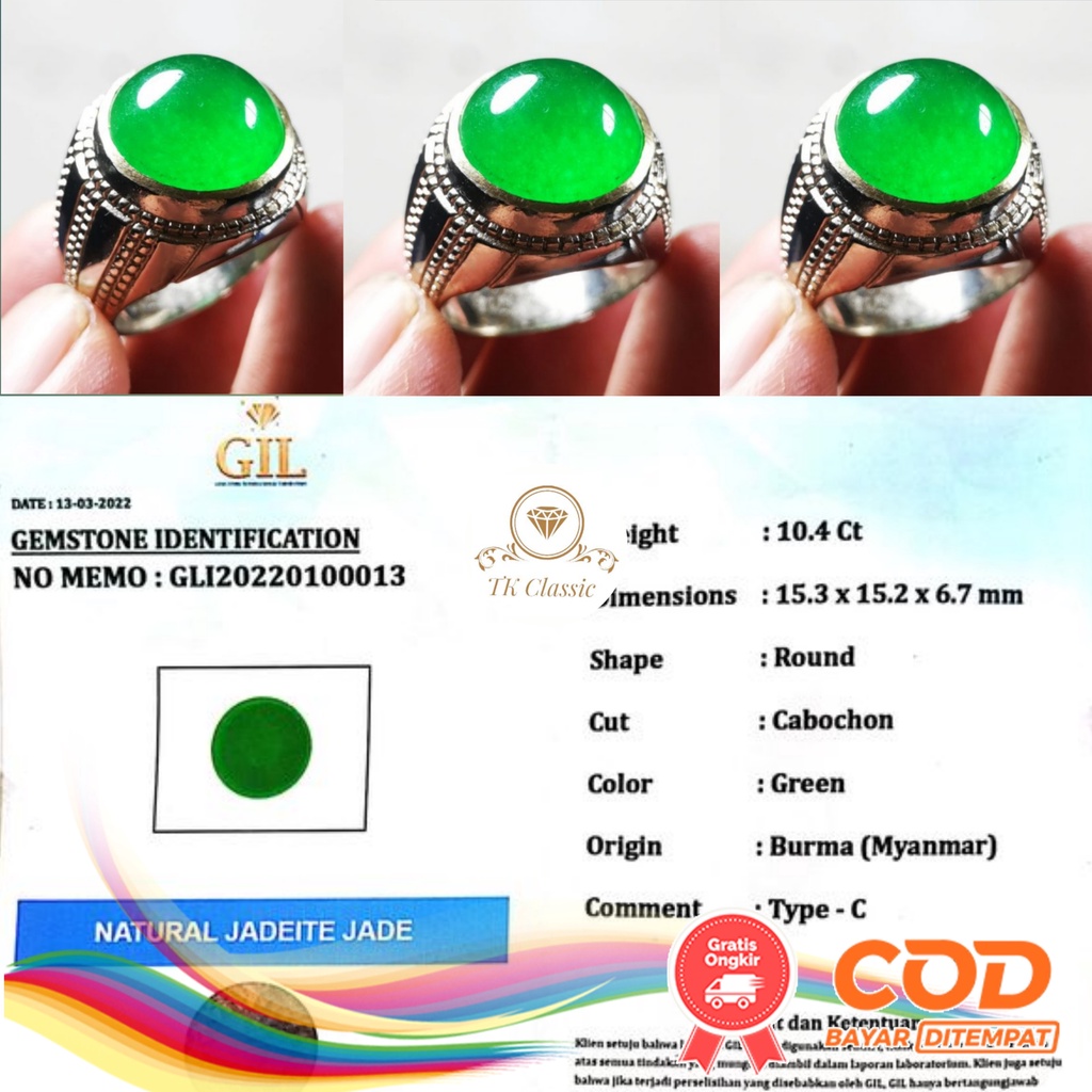 Jual Natural Batu Permata Jadeite Jade Giok Burma Asli Type C Giwang Kristal Include Memo Gil 5410