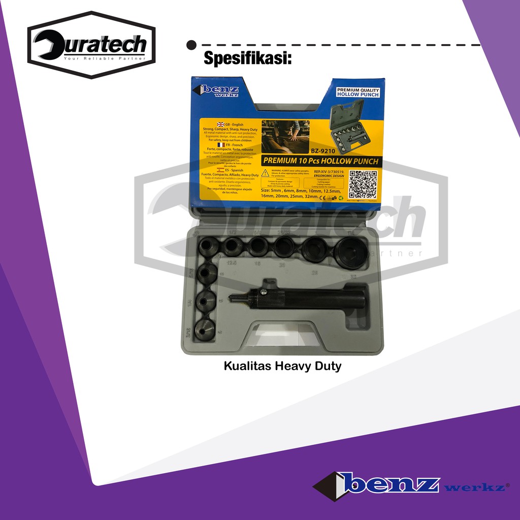 Jual Hollow punch sets 10pcs / Betel plong set / Pembolong plat Benz ...