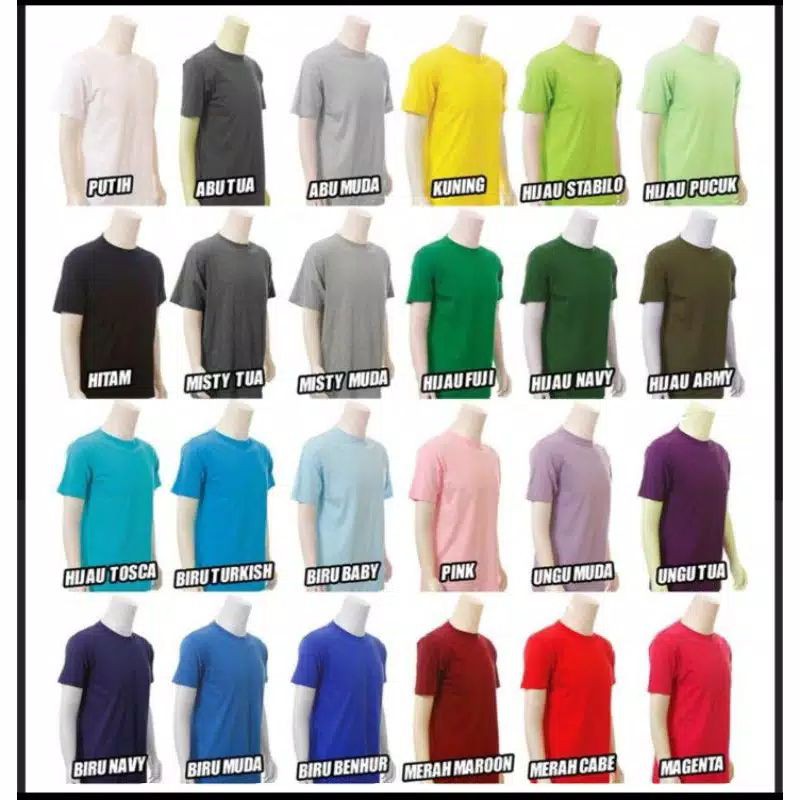 Jual KAOS POLOS KATUN COMBED 30s PILIHAN WARNA TERMURAH // KAOS TUMBLR