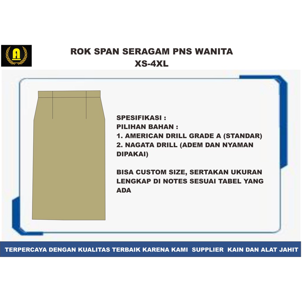 Jual Rok Span PNS Rok PDH Pemda Ukuran XS-4XL Khaki | Shopee Indonesia