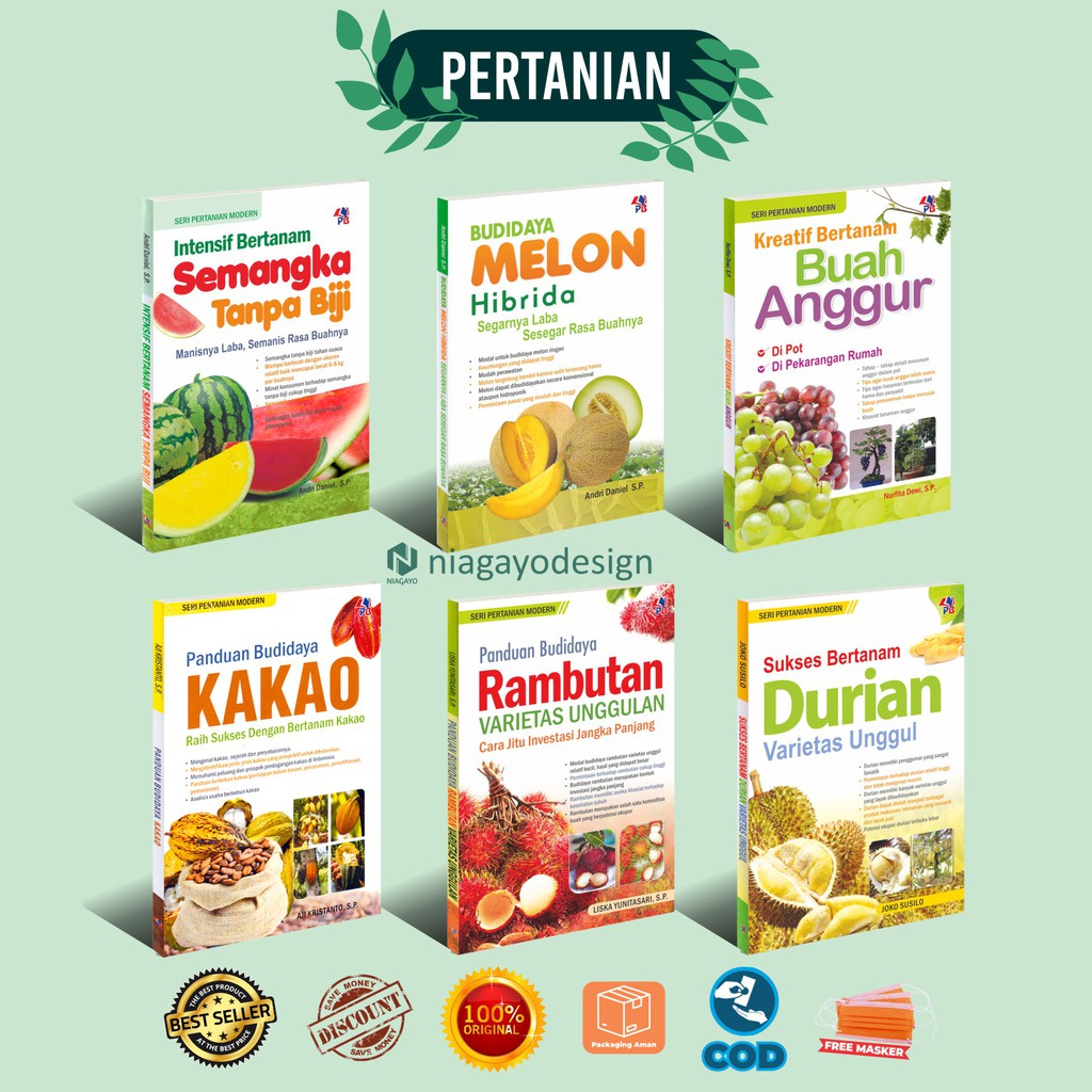 Jual Buku Pertanian Seri Buah Semangka Anggur Kakao Rambutan Durian dan ...