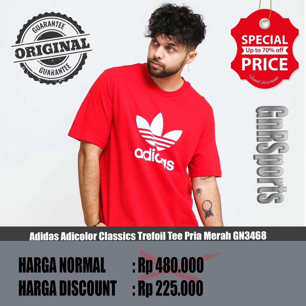 Jual Adidas ORIGINALS Adicolor Classics Trefoil Tee Pria Merah GN3468 ...