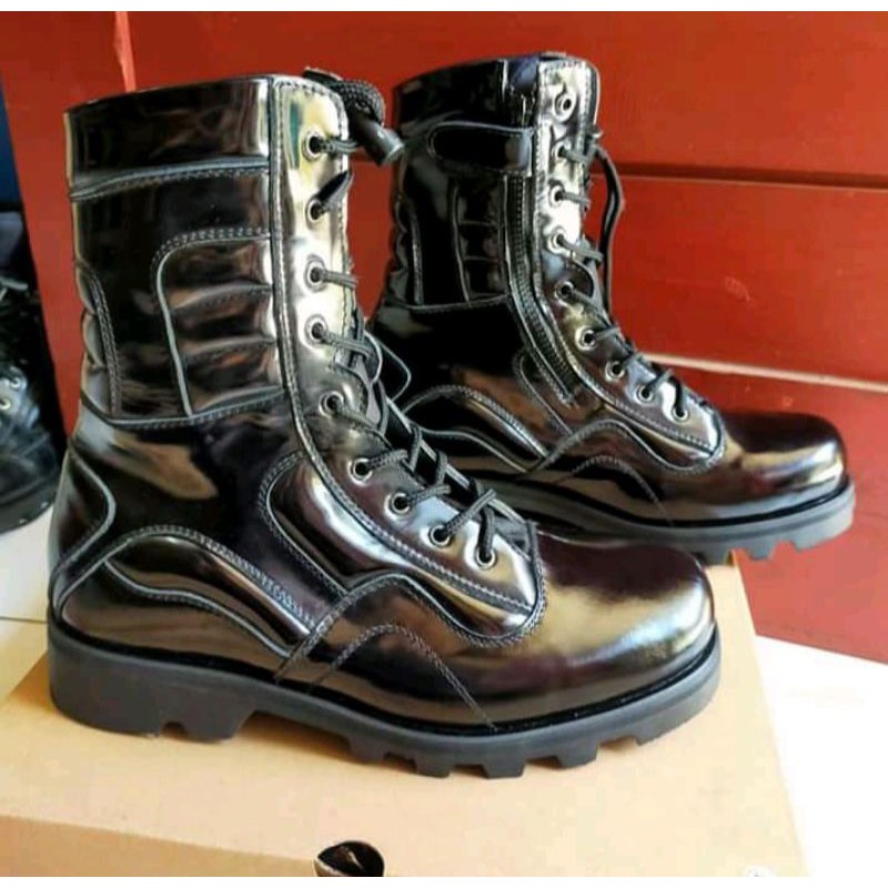 Jual sepatu pdl LARAS Raider bllack jatah tni ad pull kulit kilap tanpa ...