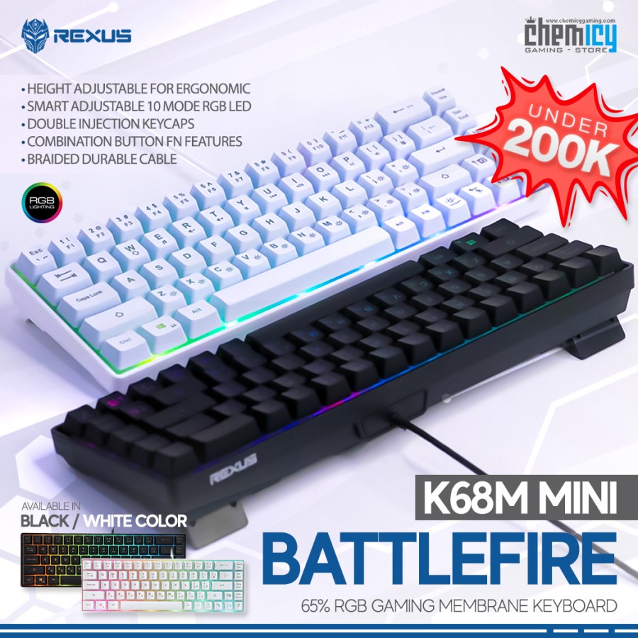 Jual Rexus Battlefire K68M Mini RGB Gaming Keyboard Shopee Indonesia