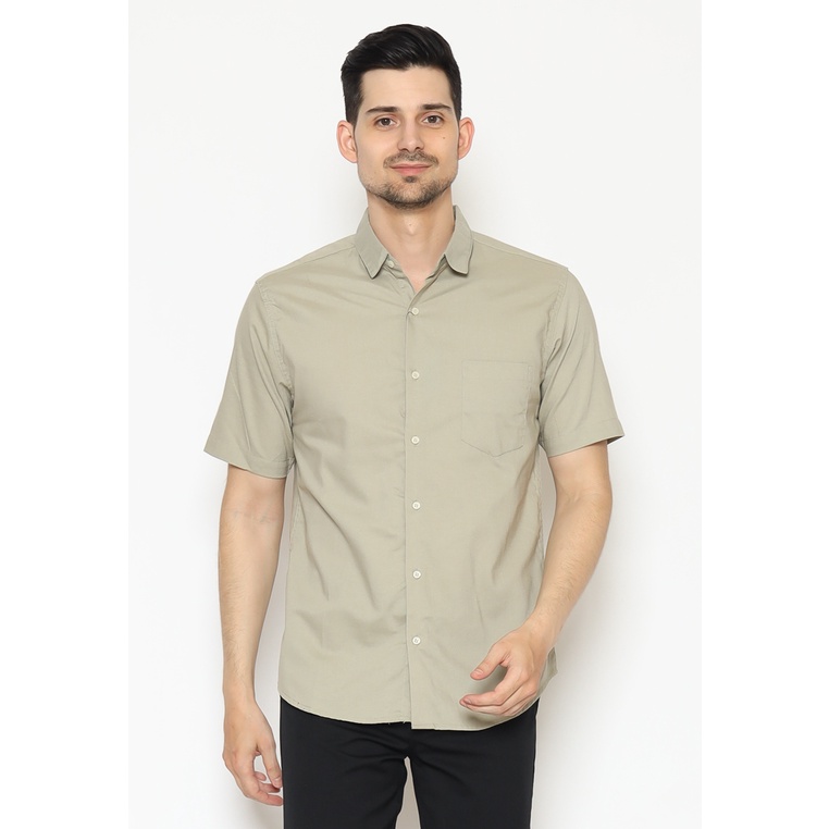 Jual LR-2 Kemeja Basic Oxford Pendek Sage Green L001 | Shopee Indonesia