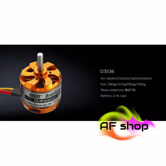 Moteur Brushless DYS D3536 910KV - Pour Drone FPV, Avion RC, 2-4S Lipo, Arbre 5mm, Poids 102g