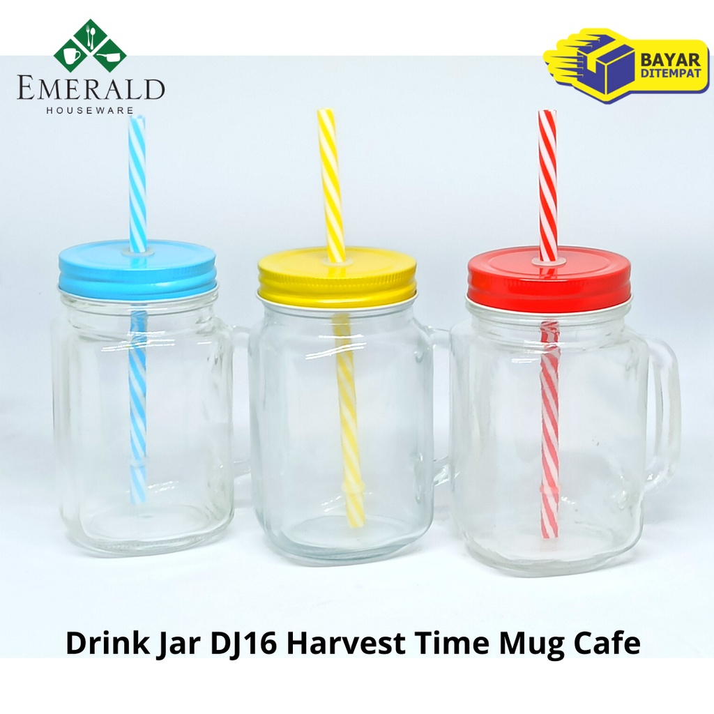 DRINKING JAR IMPORT / MUG / MASON / GELAS KACA HARVEST 450ML