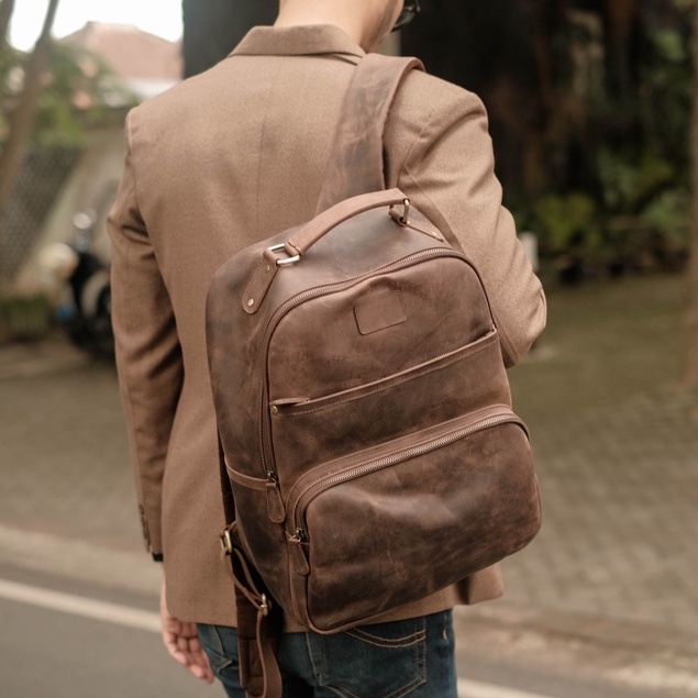 Jual Mahameru Tas Ransel Backpack Gendong Daypack Punggung Pria Kulit