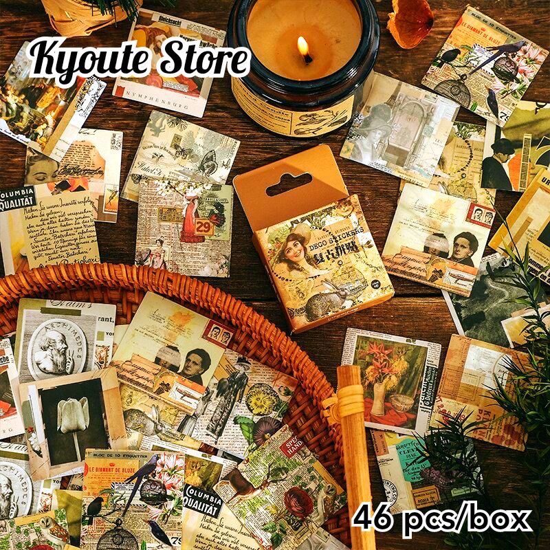 Jual 46 pcs Sticker Dekorasi Scrapbook Vintage Retro Old European Paper ...