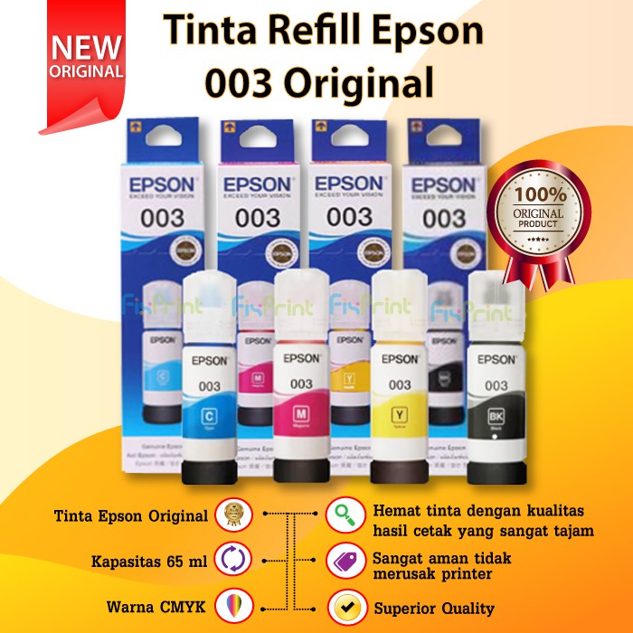 Jual 1 Set Original Ink Bottle Epson 003 Tinta Refill Printer Ecotank L1110 L3210 L3216 L3100 1208