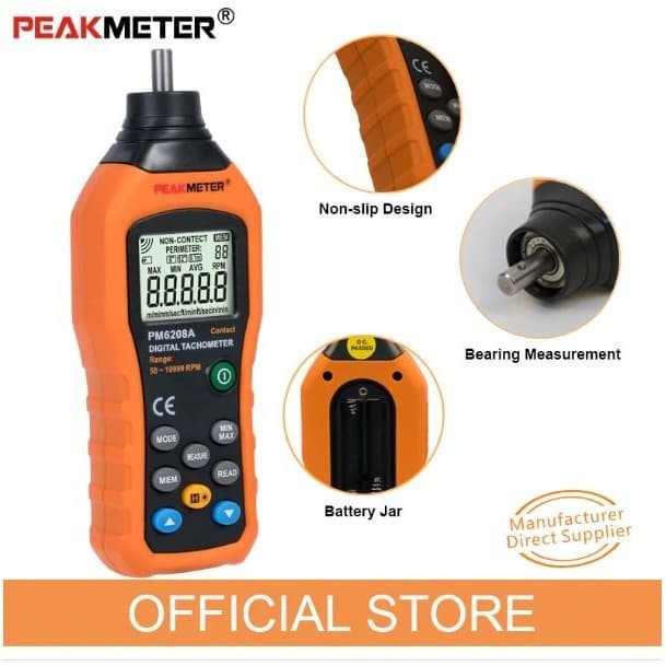 Jual Tachometer Data Logger Peakmeter PM6208A RPM Tacho Tester MS6208A