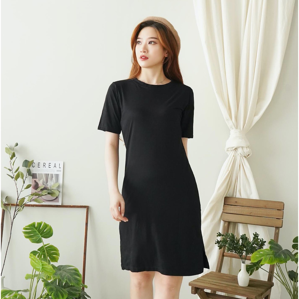 Jual Korean Dress Polos Casual Dress Kaos Polos 104 Shopee Indonesia