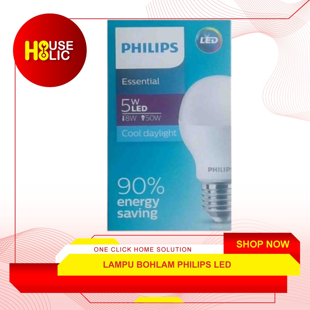 Jual Lampu Bohlam Philips LED Essential 5 Watt / Bohlam Lampu LED Bulb ...