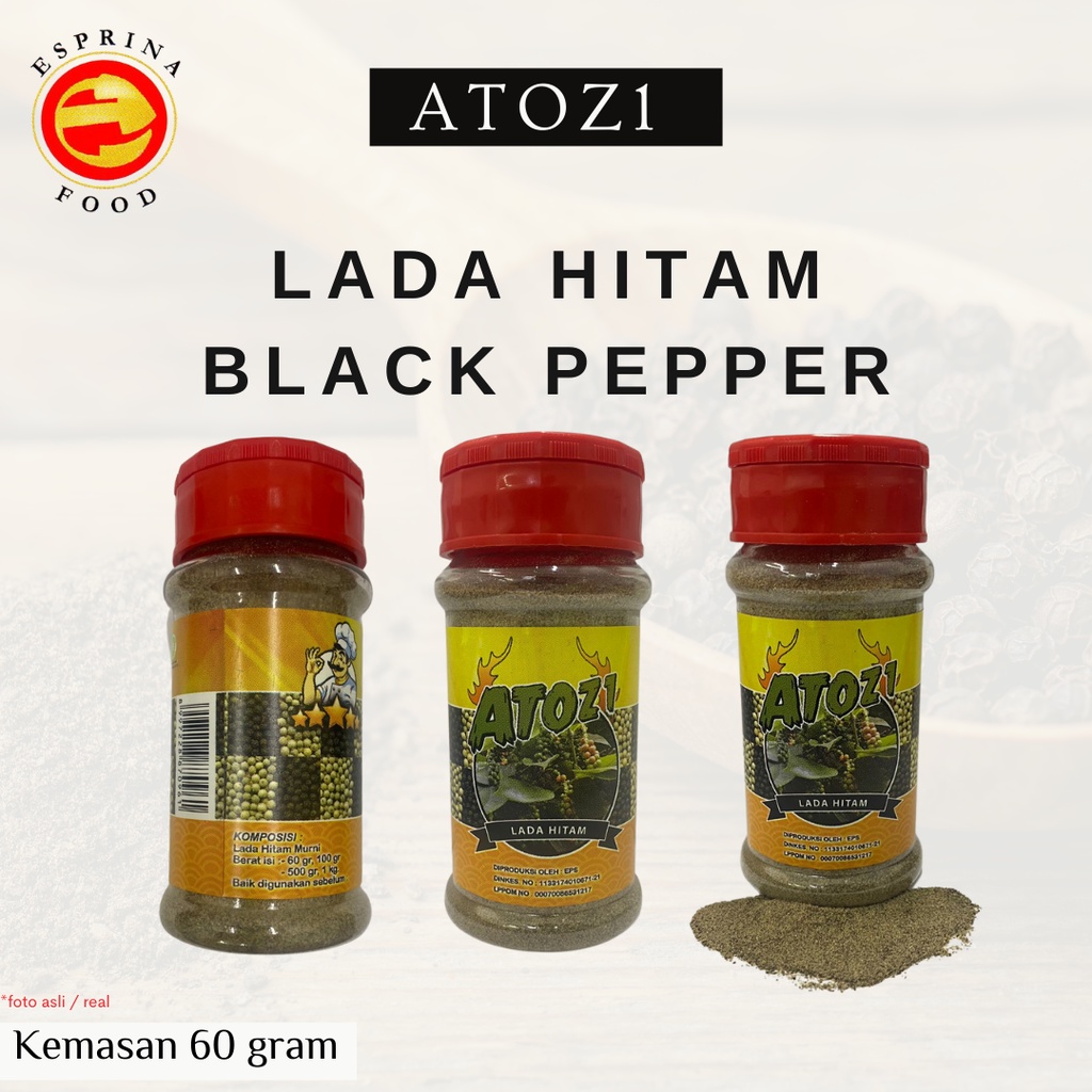 Jual LADA HITAM - BLACK PEPPER - Lada Hitam Bubuk - ATOZI - Kemasan