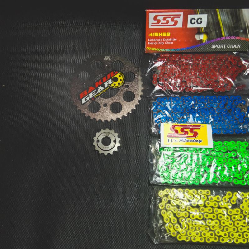 Jual Gear Gir Set Rantai SSS JUPITER MX OLD NEW 415 (34-45) tipis ...