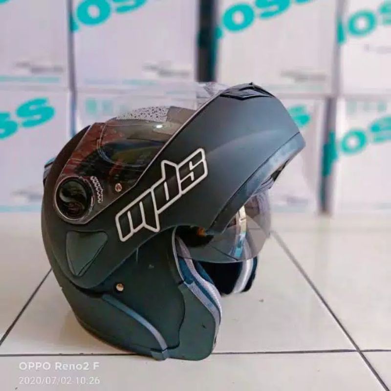 Jual Helm mds pro rider solid black doft modular doble visor | Shopee ...