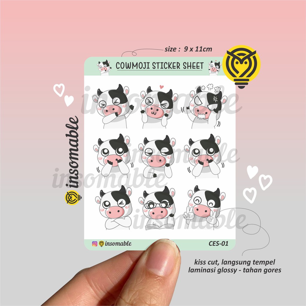 Jual [INSOMABLE] Sticker Aesthetic Sapi Lucu, Stiker Jurnal Deco Bujo ...