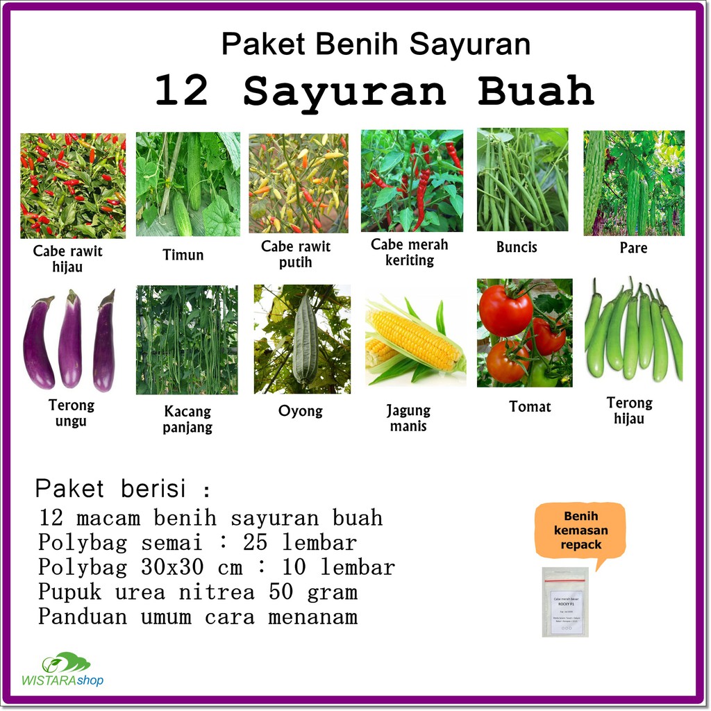 Jual Paket Lengkap Benih Sayuran 12 Jenis Sayuran Buah | Shopee Indonesia