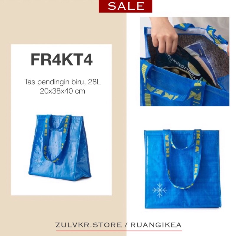 Jual IKEA Tas Pendingin Makanan / Minuman FRAKTA Biru 38x40cm Original