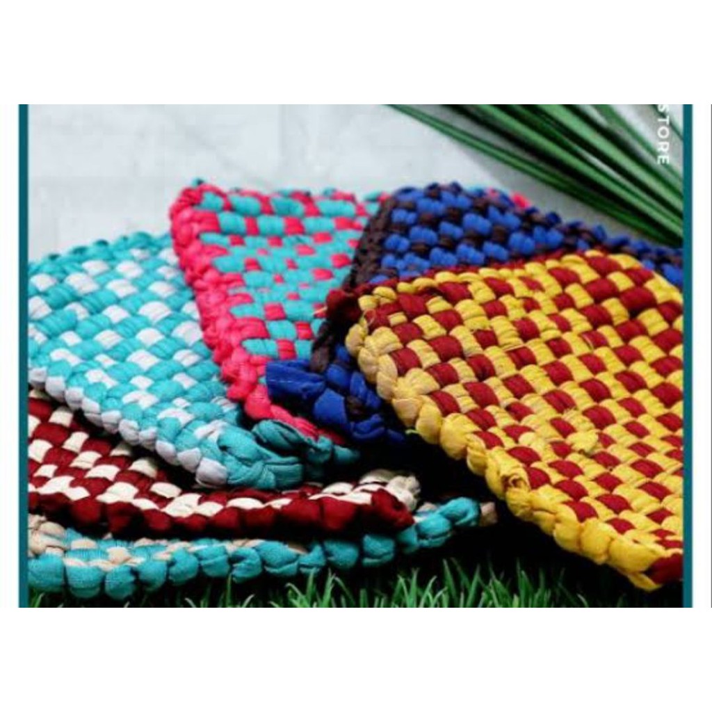 Jual Cempal Anti Panas Anyaman Anyam Rajut Tebal Kotak Tenun Kain Lap ...