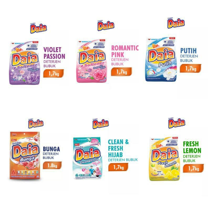 Jual Daia Detergent Deterjen Bubuk 1,7/1,6 KG | Shopee Indonesia