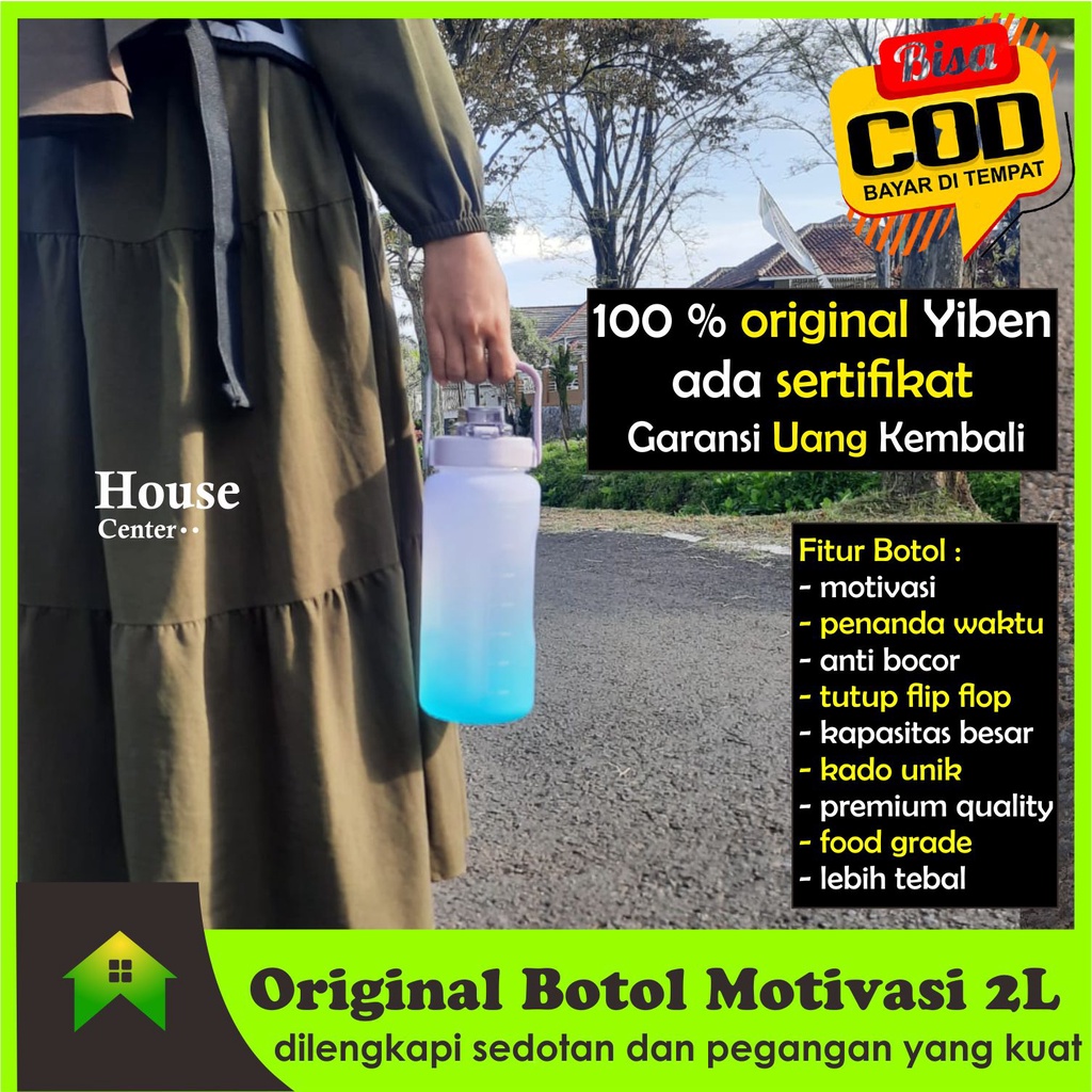 Jual Botol Minum Motivasi YIBEN Original 2 Liter Jumbo/botol Minum ...