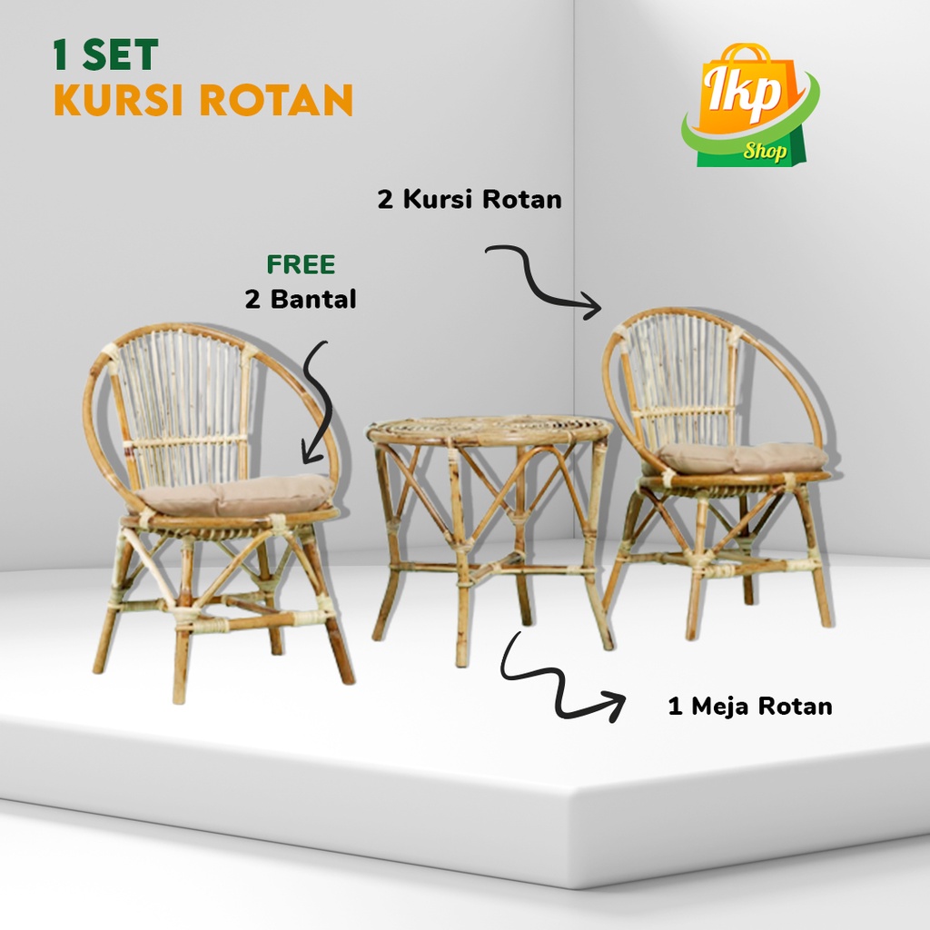 Jual Ikpshop Kursi Teras Momon Rotan Dan Meja 1 Set Kursi Rotan Teras Kursi Tamu Rotan Asli 6999