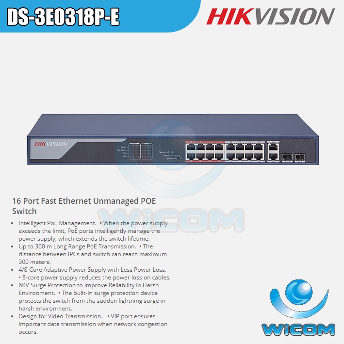 Jual Hikvision DS-3E0318P-E Desktop Switch Hub 16 Port | Shopee Indonesia