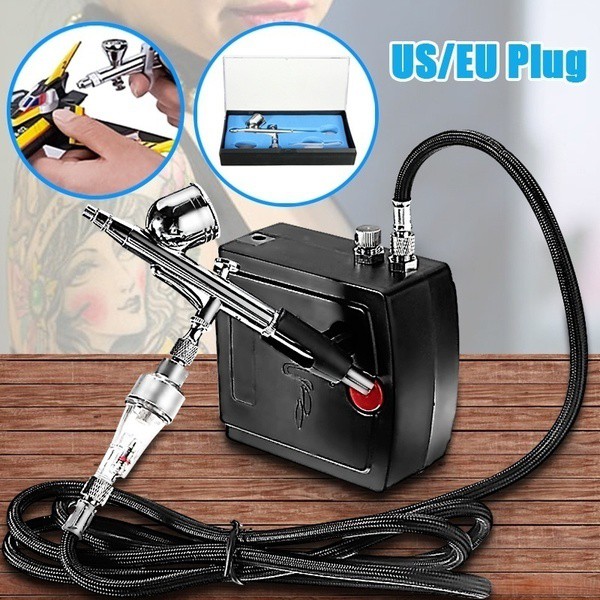 Dual Action Airbrush Air Compressor Kit With 0.3mm Nozzle US&EU