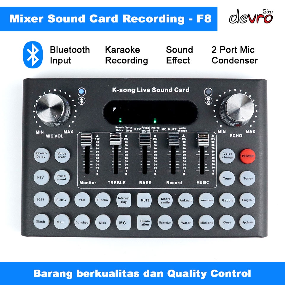 Jual Soundcard Sound Card F8 Mixer Amplifier Live Broadcast Recording ...