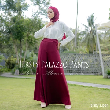 Celana Kulot Wanita Jersey Palazzo Pants Griyaraditya Almira Kulot Panjang Wide Pants
