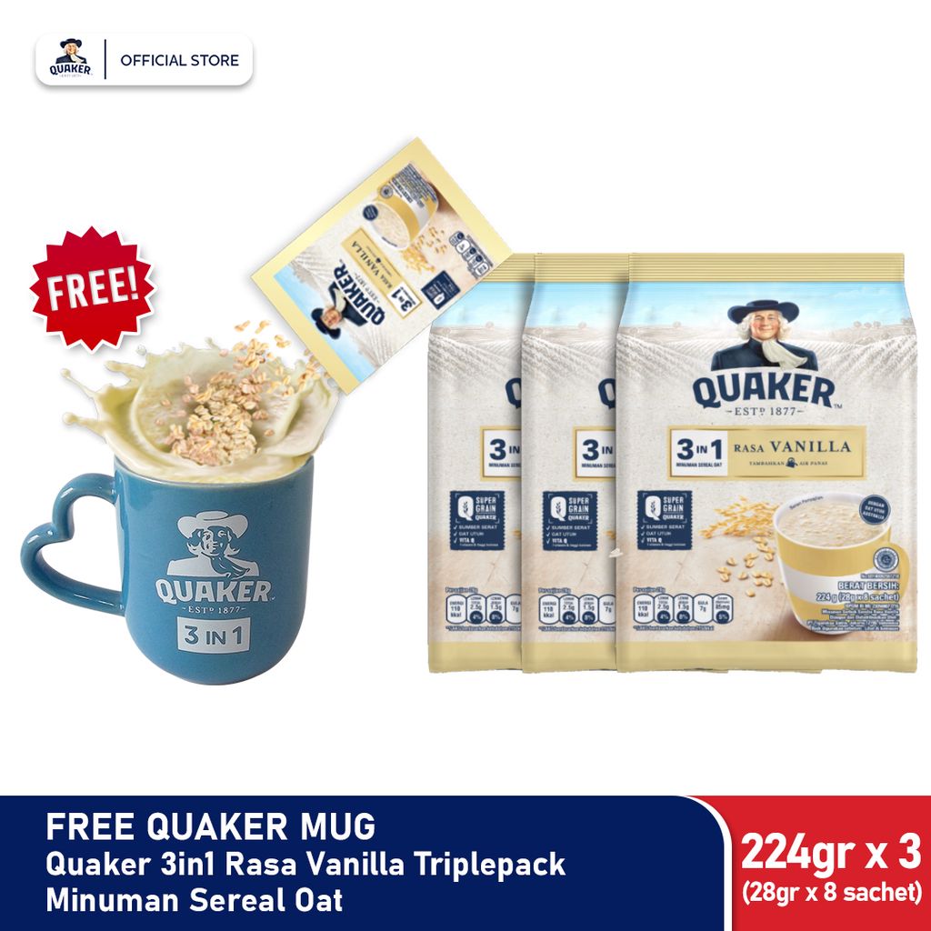 Jual Quaker 3in1 Vanilla Minuman Sereal Oat 224gr (24gr x 8 sachet ...