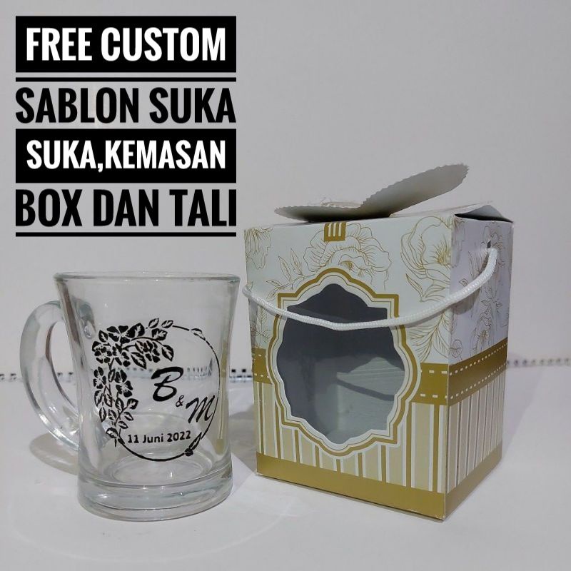 Jual Souvenir Gelas Gagang Seksi Free Custom Sablon Nama Kemasan Box Shopee Indonesia 5732