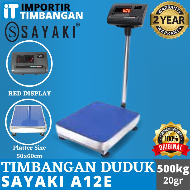 Jual Bench Scale 50x60cm SAYAKI A12E 500 kg/ Timbangan Duduk A12E 500 ...