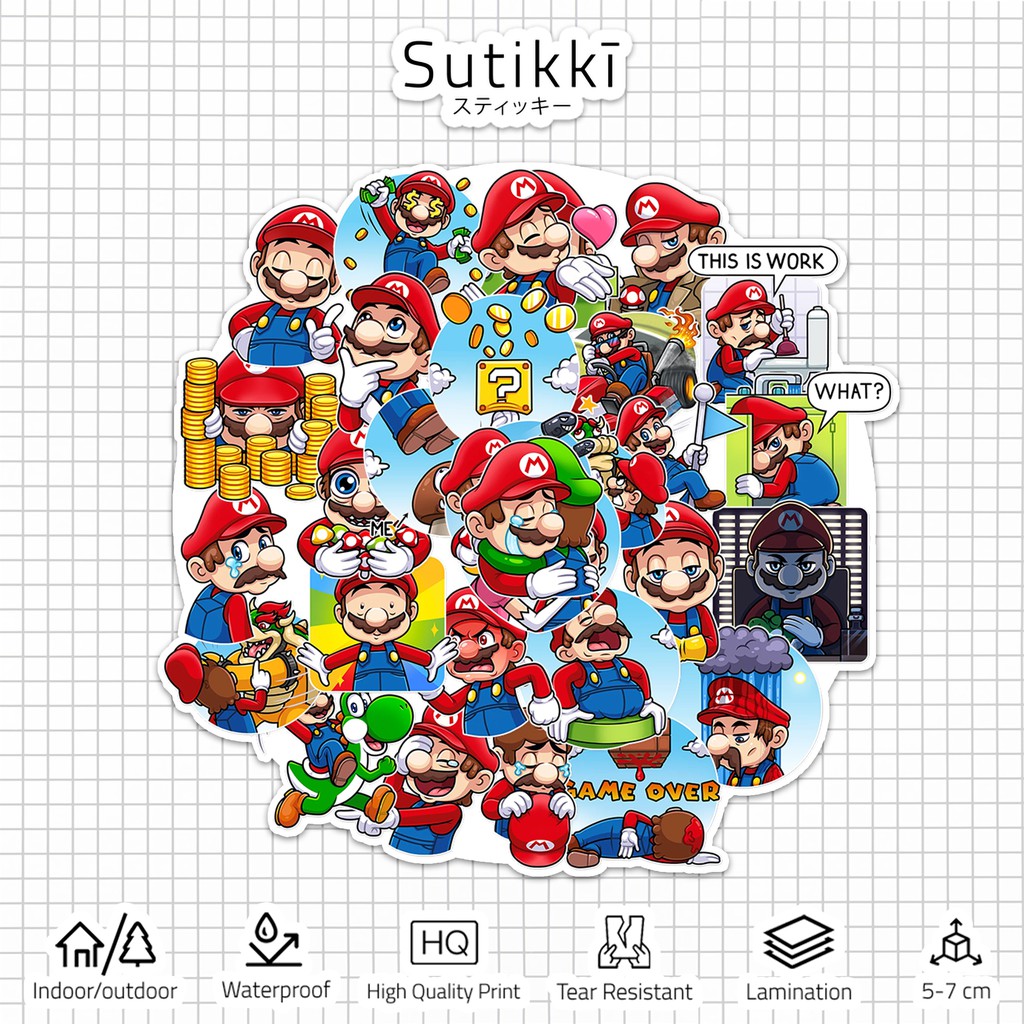 Jual Sutikki | Sticker Pack Mario Mood Die Cut Stiker Laptop Aestethic ...