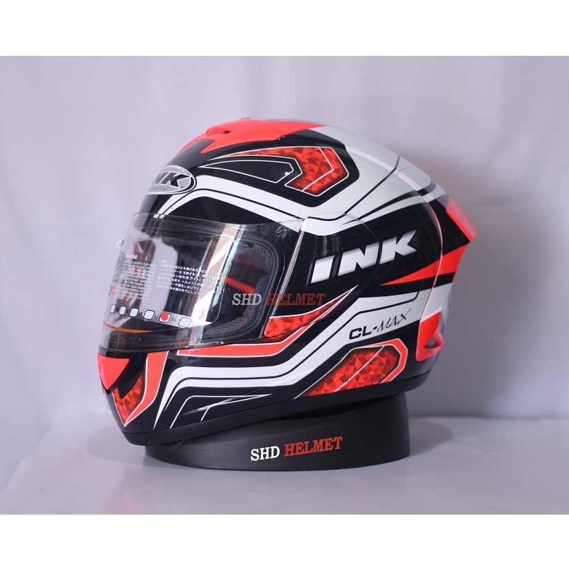 Jual Helm Full Face Ink Cl Max Seri Black White Red Fluo Merah Hitam Putih Shopee Indonesia